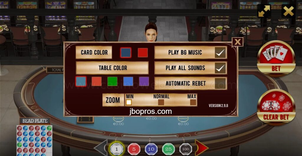 Chơi Baccarat phiên bản 3D Casino tại JBO